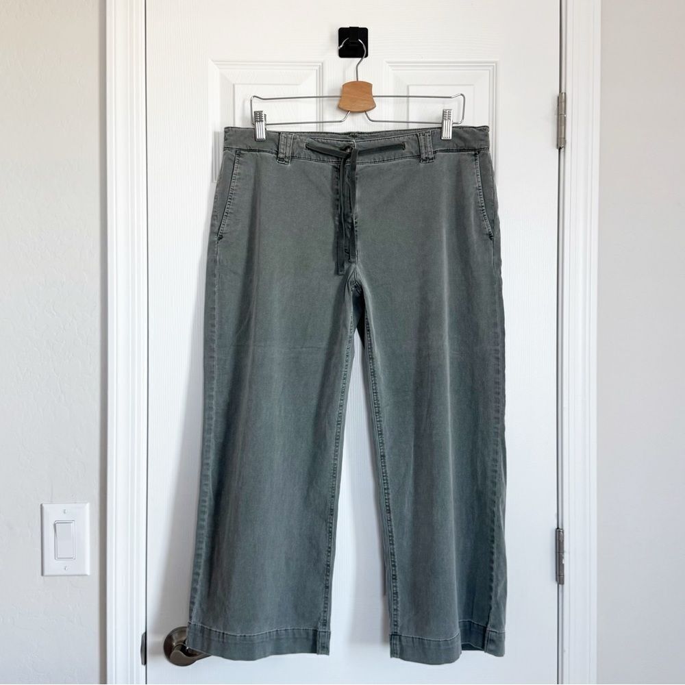 J Jill Extra Soft Waist Tie Wide Leg Cropped Pants in Green Size 14 - Picture 3 of 14
